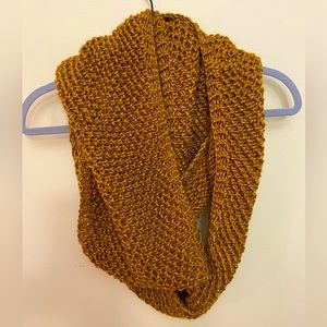Hand Knit Infinity Scarf Gold / Mustard
